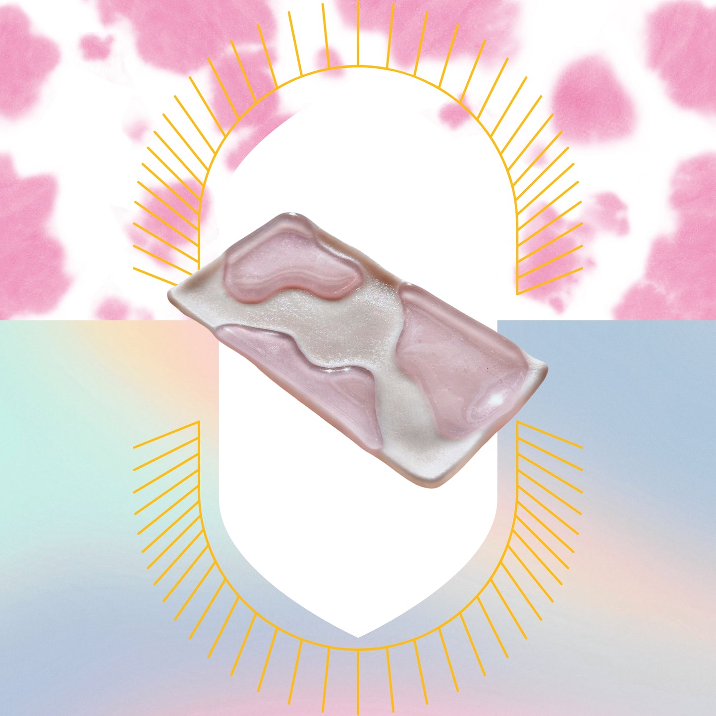 Pink & White Iridescent Rectangle Cow Dish- #2