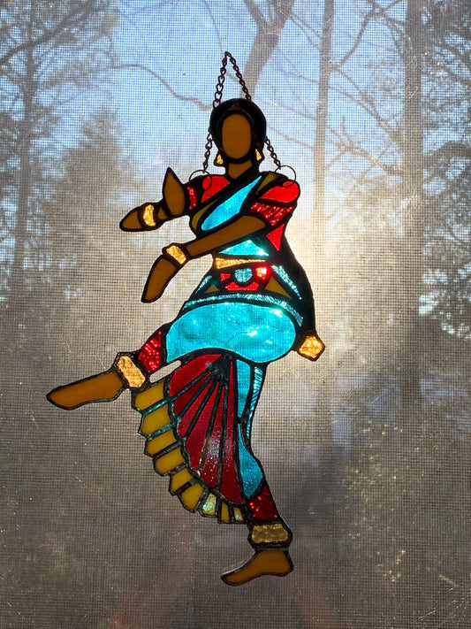 Stained Glass Bharatanatyam Dancer- Decor, Sun Catcher